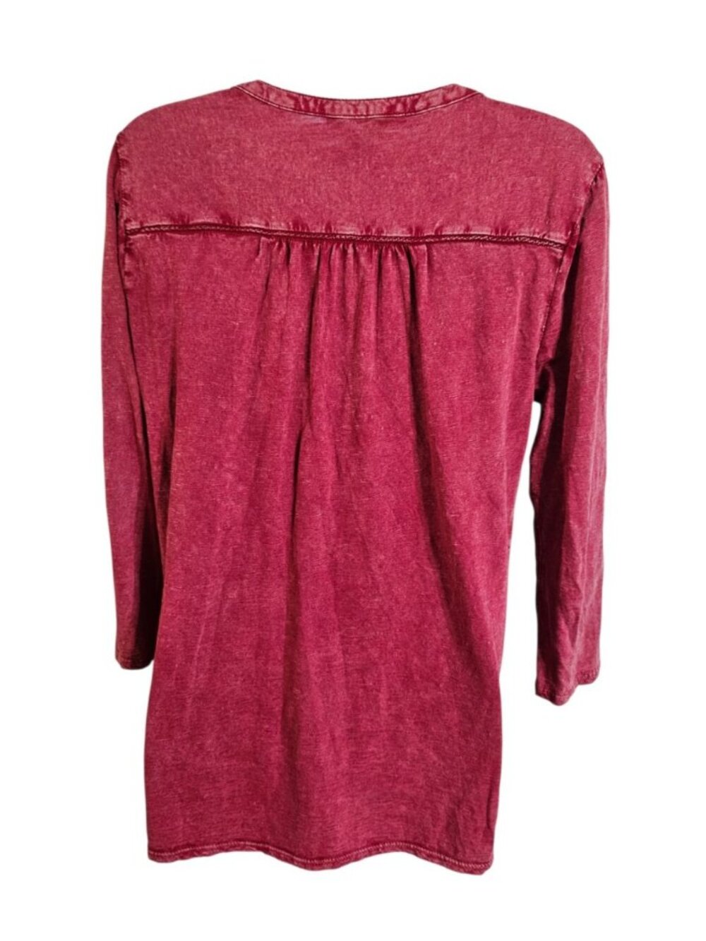 Lucky Brand Women M Blouse Deep Red Cotton Crochet Embroidered Boho Statement - Picture 3 of 7
